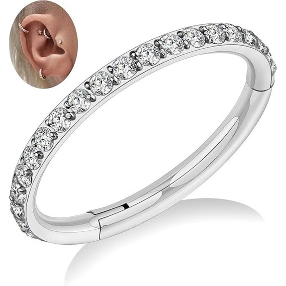 FINE4U Titanium Hoop Piercing Jewelry - Hypoallergenic