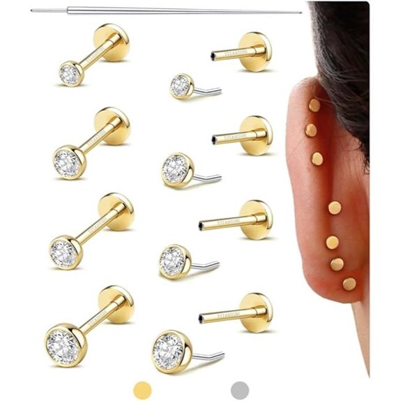 Titanium Nose Studs 4 Pairs Hypoallergenic Piercing Jewelry