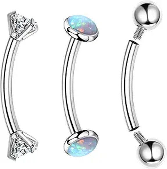 LOLIAS G23 Titanium Piercing Jewelry with CZ Opal