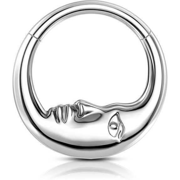 COCHARM Moon Face Titanium Septum Ring for Women