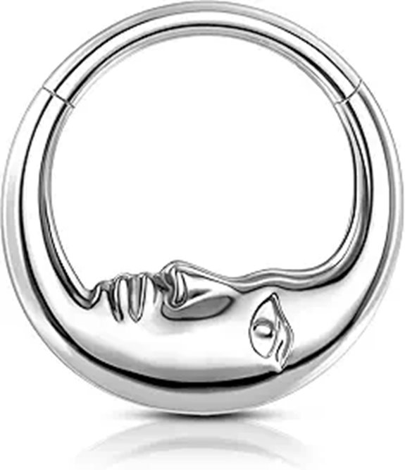 COCHARM Moon Face Titanium Septum Ring for Women