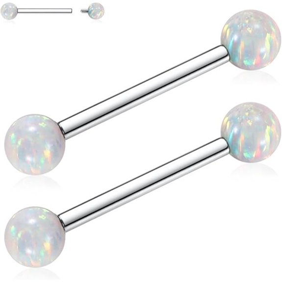 PEAKLINK Titanium Nipple Rings & Barbell CZ Opal