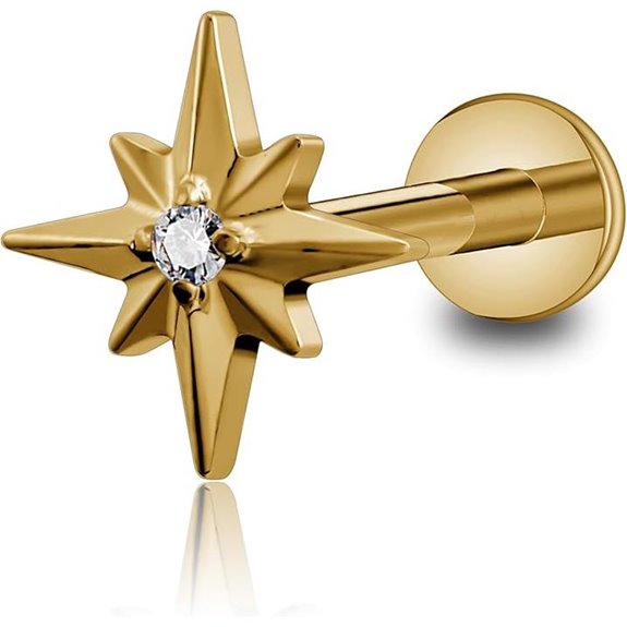 FINE4U Titanium North Star Piercing Jewelry (6mm/8mm)