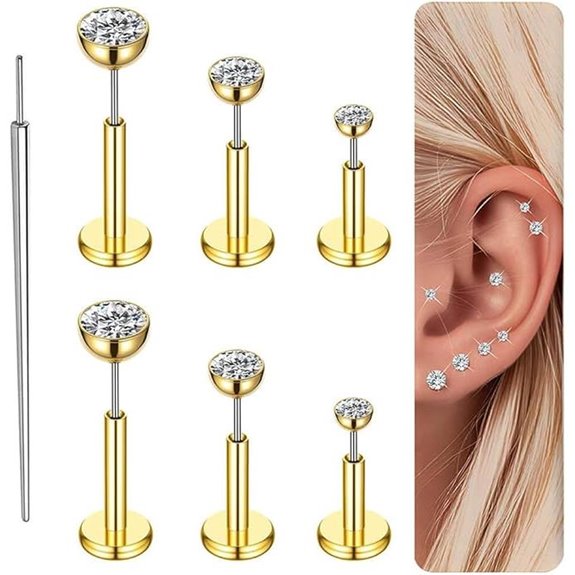 Titanium Threadless Nose & Cartilage Piercing Jewelry