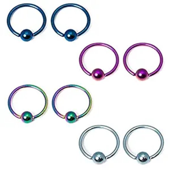 8PCS Titanium Captive Bead Nose & Cartilage Piercing Jewelry