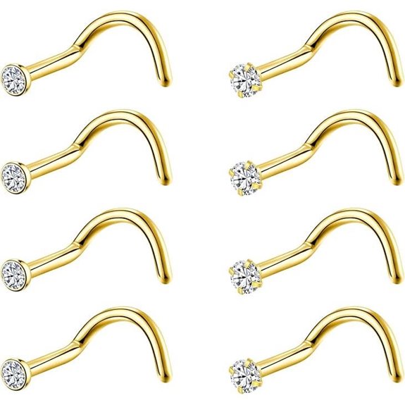 8PCS Titanium Twist Nose Studs (G23 18G/20G)