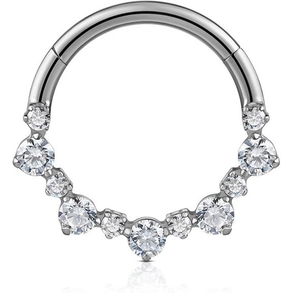 FINE4U 1PC ASTM F136 Titanium Nose Ring Hoop 16G 8mm 10mm for Daith Septum