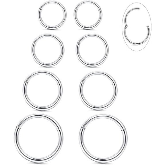 LOYALLOOK 8Pcs Titanium Nose Rings for Men Women