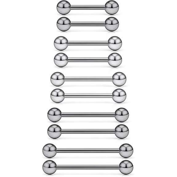 Titanium Tongue & Nipple Piercing Bars (12-22mm)