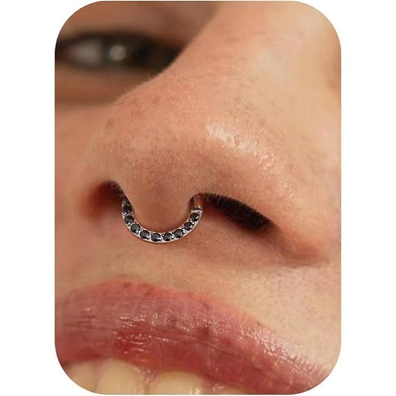 BodyBonita 16G Titanium Septum Rings with CZ Black