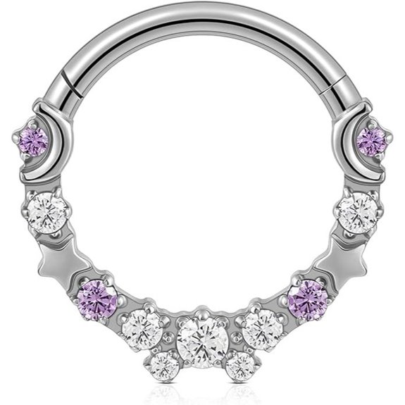 FINE4U Titanium Hoop Collection - Star & Moon Piercing