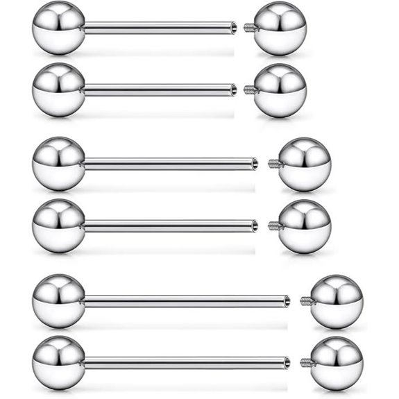 Titanium Tongue Ring with Internally Threaded Nipple Piercing