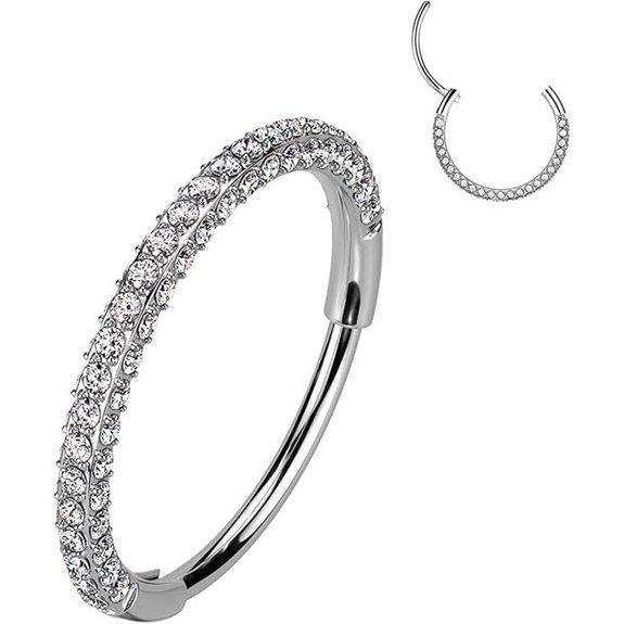 Triple Sided Micro Gem Nose Hoop Titanium 20G