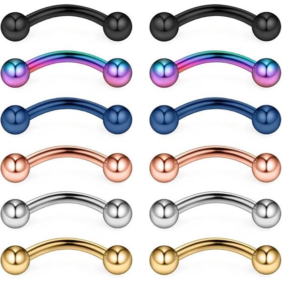 Ruifan 12PCS 14G Surgical Steel Body Piercing Jewelry