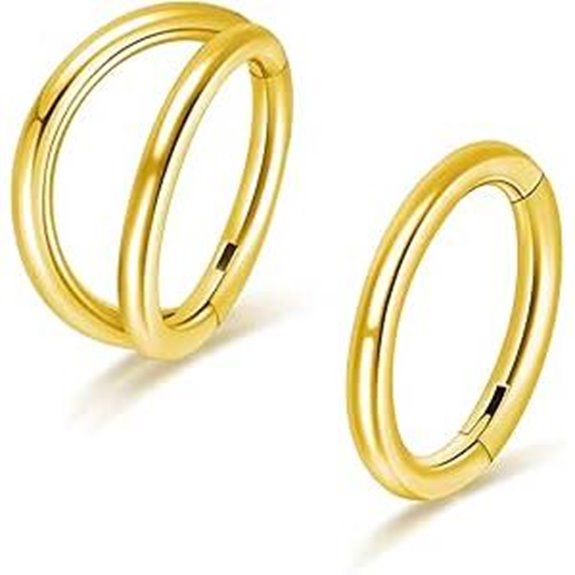 Titanium Nose Rings 2-Pack 6-10mm Silver-Gold-Black