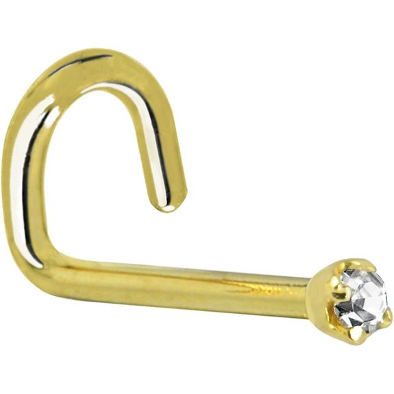 14k Yellow Gold 1.5mm Diamond (0.015 cttw) Left Nose Stud Screw 20 Gauge