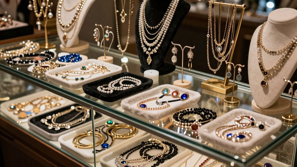 overcrowded chaotic jewelry display