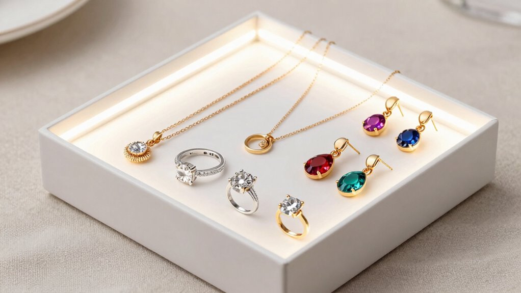controlled lighting enhances jewelry