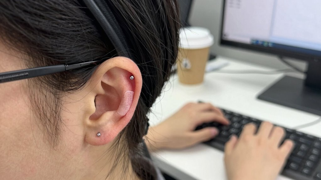 protect healing piercing during work