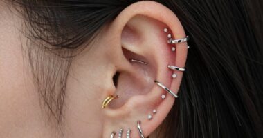 stylish multiple piercing arrangement