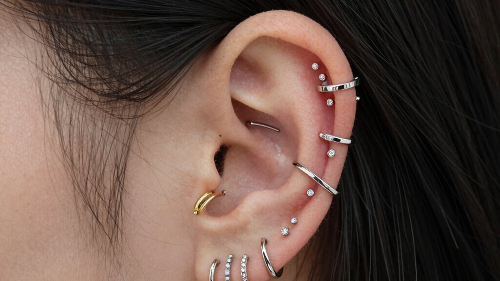 stylish multiple piercing arrangement