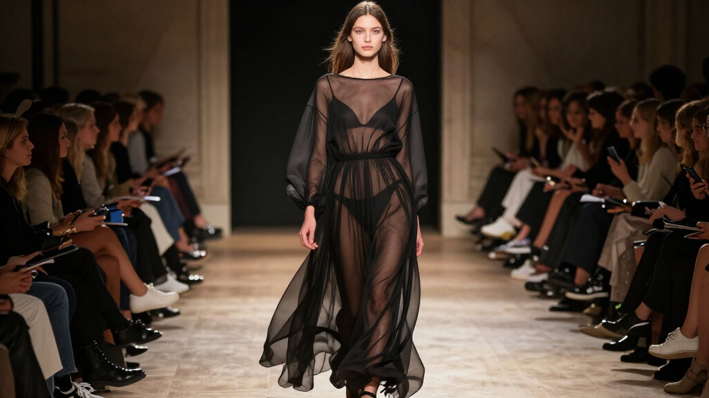 Kendall Jenner Leads The Annual L’Oréal Paris Runway Show In A Sheer Black Maxi Dress