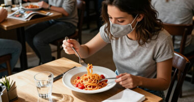 I Wore This New Grippy Face Mask Out To Eat Pasta And It Didn't Budge Once
